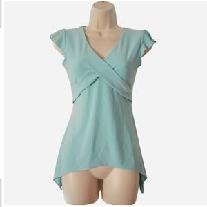 Light Blue Top with Criss Cross Front and Adjustable Tie Back